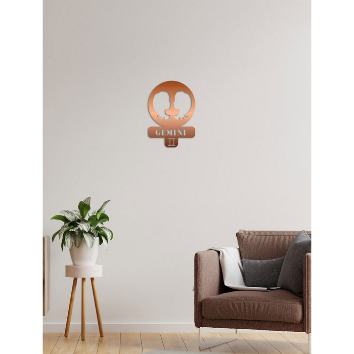 Decorazione in Metallo Oroscopo Gemelli 4, Rame, Metallo, 36x0,15x50 cm, DESIGN MANIA