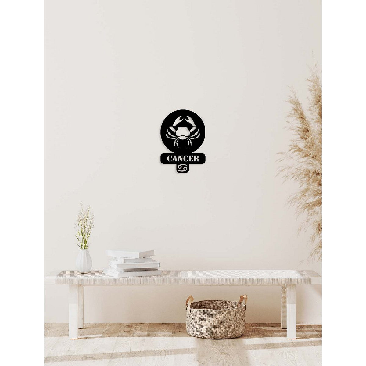 Decorazione in Metallo Oroscopo Cancro 3, Nero, Metallo, 36x0,15x50 cm, DESIGN MANIA