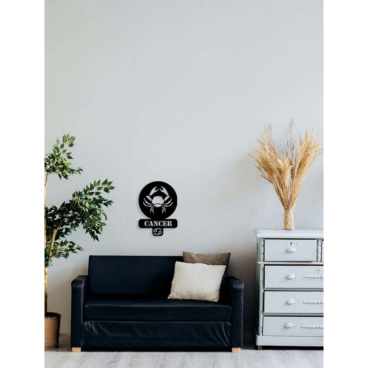 Decorazione in Metallo Oroscopo Cancro 3, Nero, Metallo, 36x0,15x50 cm, DESIGN MANIA