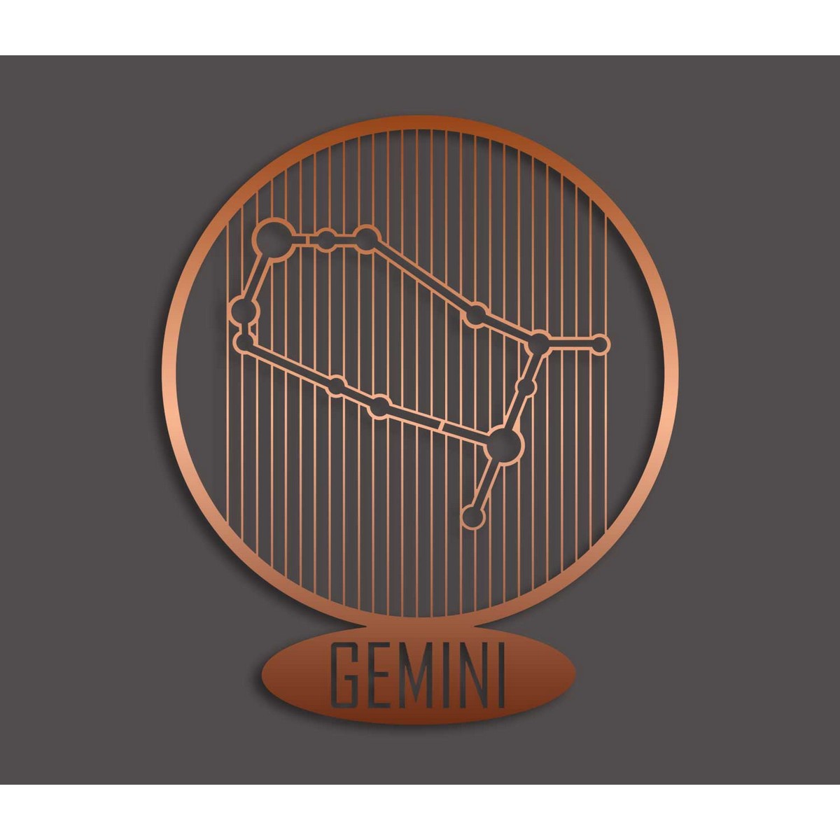Decorazione in Metallo Oroscopo Gemelli 7, Rame, Metallo, 38x0,15x45 cm, DESIGN MANIA
