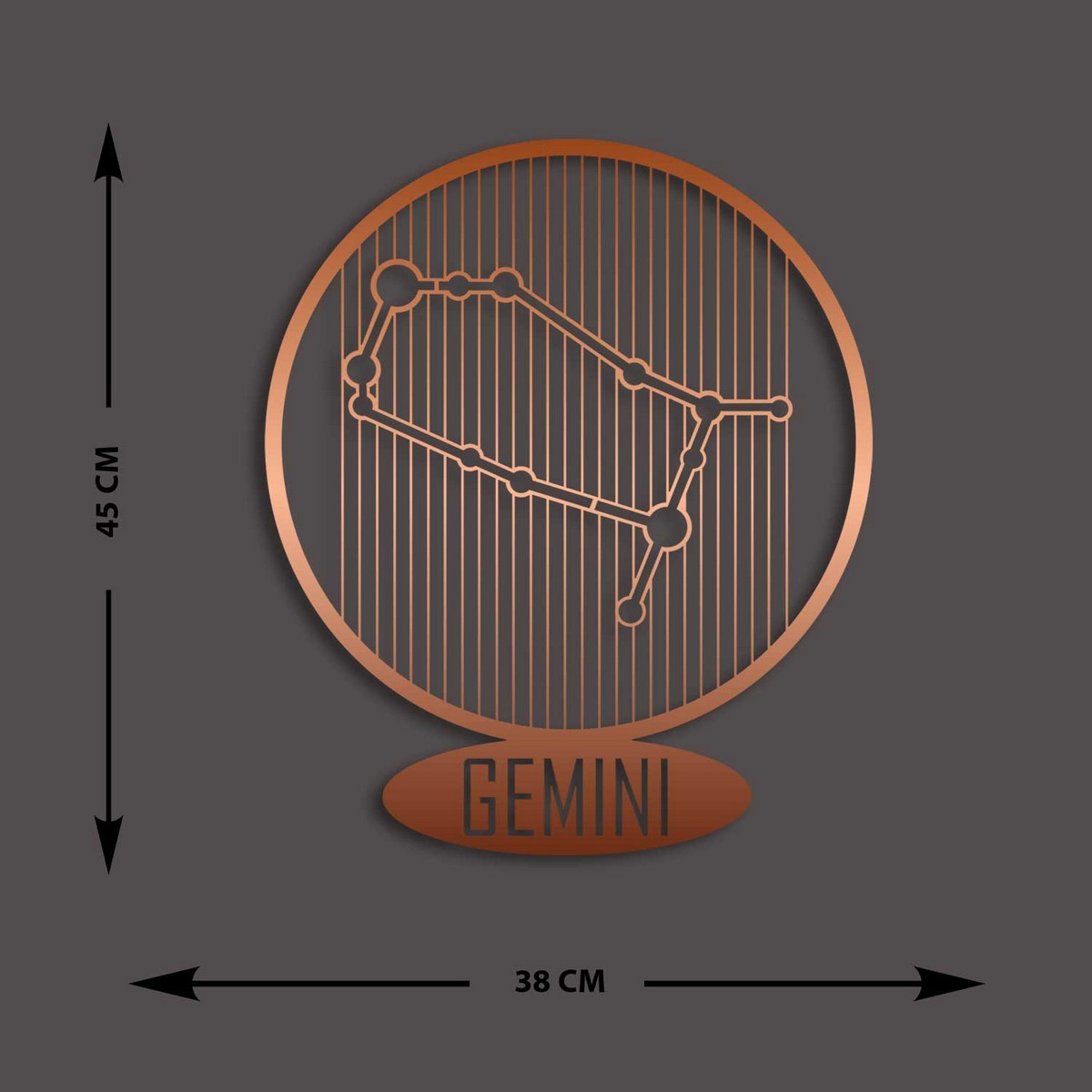 Decorazione in Metallo Oroscopo Gemelli 7, Rame, Metallo, 38x0,15x45 cm, DESIGN MANIA