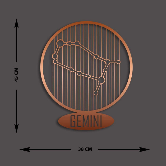 Decorazione in Metallo Oroscopo Gemelli 7, Rame, Metallo, 38x0,15x45 cm, DESIGN MANIA