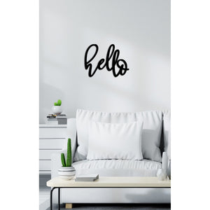 Decorazione in Metallo Hello 3, Nero, Metallo, 56x0,15x42 cm cm, DESIGN MANIA
