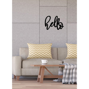 Decorazione in Metallo Hello 3, Nero, Metallo, 56x0,15x42 cm cm, DESIGN MANIA