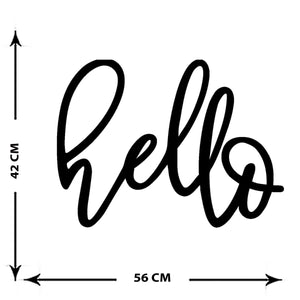 Decorazione in Metallo Hello 3, Nero, Metallo, 56x0,15x42 cm cm, DESIGN MANIA