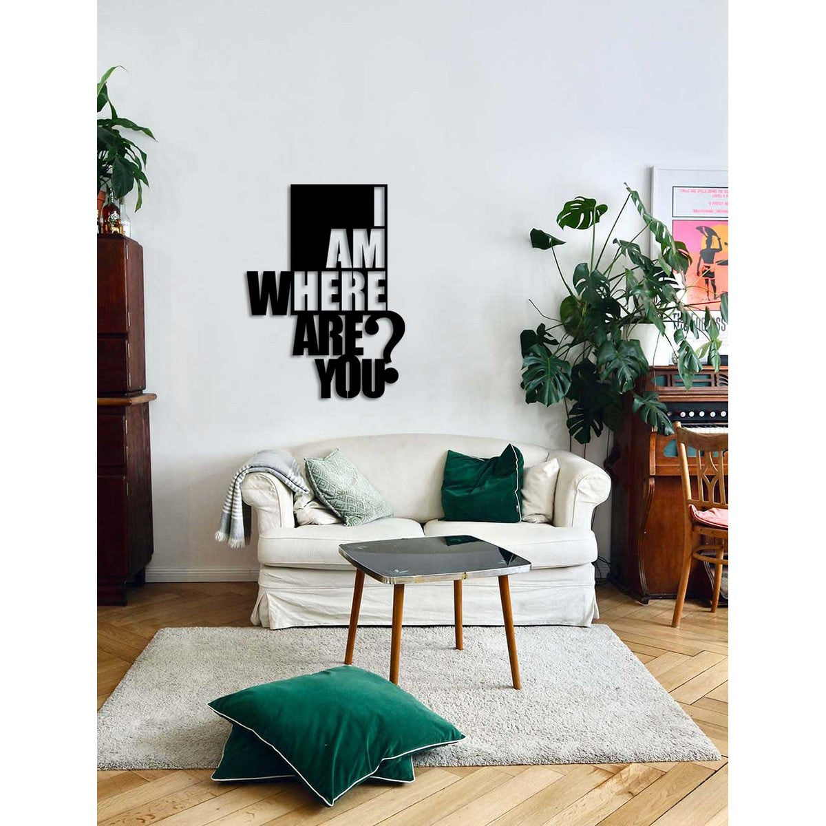 Decorazione in Metallo Where are you, Nero, Metallo, 50x0,15x68 cm cm, DESIGN MANIA