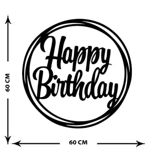 Decorazione in Metallo Happy Birthday, Nero, Metallo, 60x0,15x60 cm, DESIGN MANIA