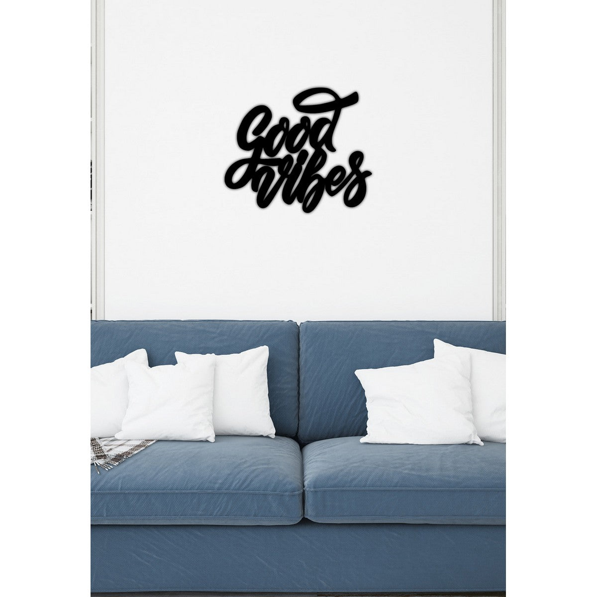 Decorazione in Metallo Good Vibes, Nero, Metallo, 52x0,15x45 cm cm, DESIGN MANIA