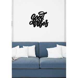 Decorazione in Metallo Good Vibes, Nero, Metallo, 52x0,15x45 cm cm, DESIGN MANIA