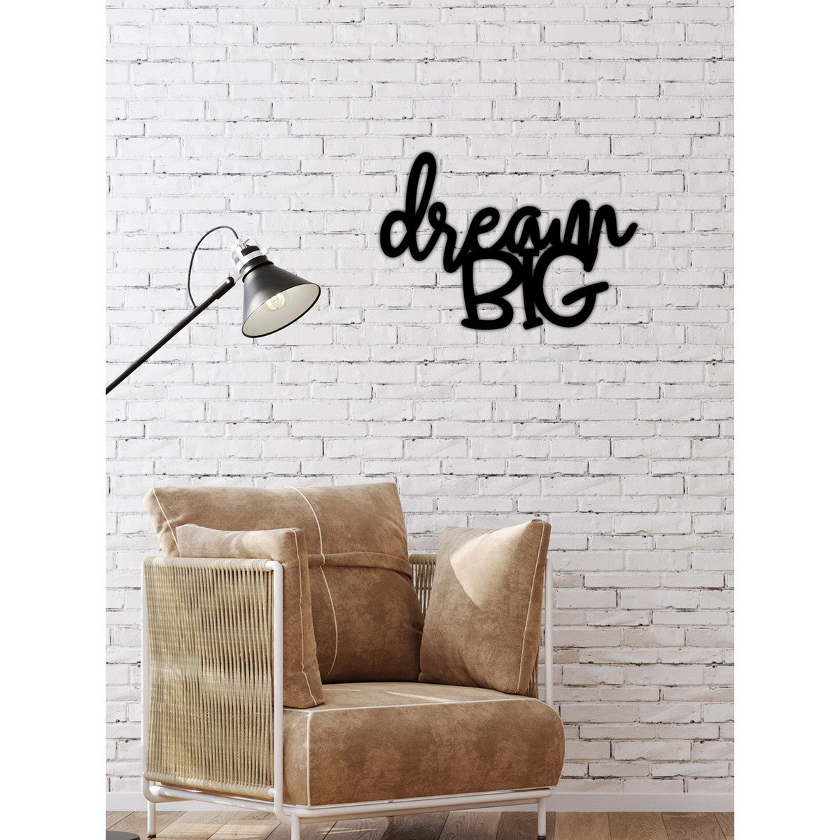 Decorazione in Metallo Dream Big, Nero, Metallo, 74x0,15x51 cm cm, DESIGN MANIA