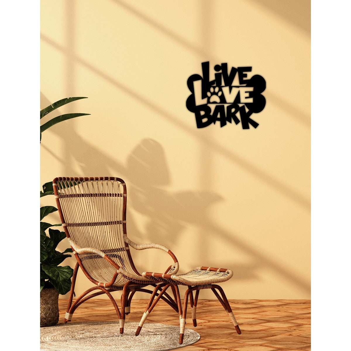 Decorazione in Metallo Live Love Bark, Nero, Metallo, 50x0,15x43 cm cm, DESIGN MANIA
