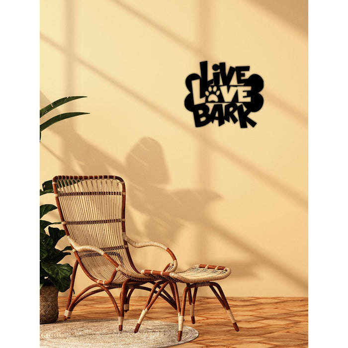 Decorazione in Metallo Live Love Bark, Nero, Metallo, 50x0,15x43 cm cm, DESIGN MANIA