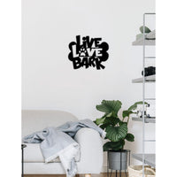 Decorazione in Metallo Live Love Bark, Nero, Metallo, 50x0,15x43 cm cm, DESIGN MANIA