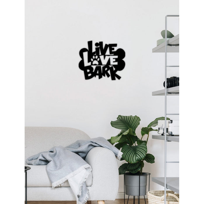 Decorazione in Metallo Live Love Bark, Nero, Metallo, 50x0,15x43 cm cm, DESIGN MANIA