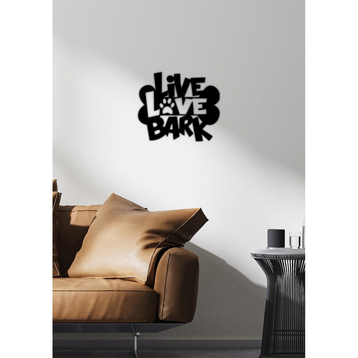 Decorazione in Metallo Live Love Bark, Nero, Metallo, 50x0,15x43 cm cm, DESIGN MANIA