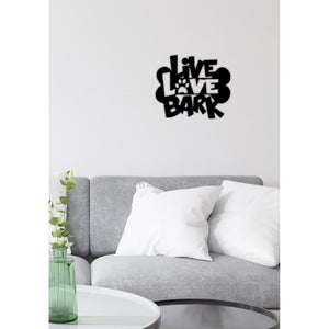 Decorazione in Metallo Live Love Bark, Nero, Metallo, 50x0,15x43 cm cm, DESIGN MANIA
