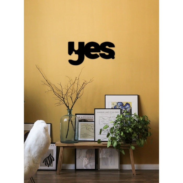 Decorazione in Metallo Yes, Nero, Metallo, 50x0,15x25 cm cm, DESIGN MANIA
