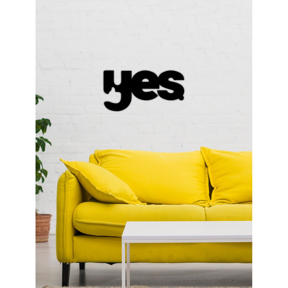 Decorazione in Metallo Yes, Nero, Metallo, 50x0,15x25 cm cm, DESIGN MANIA