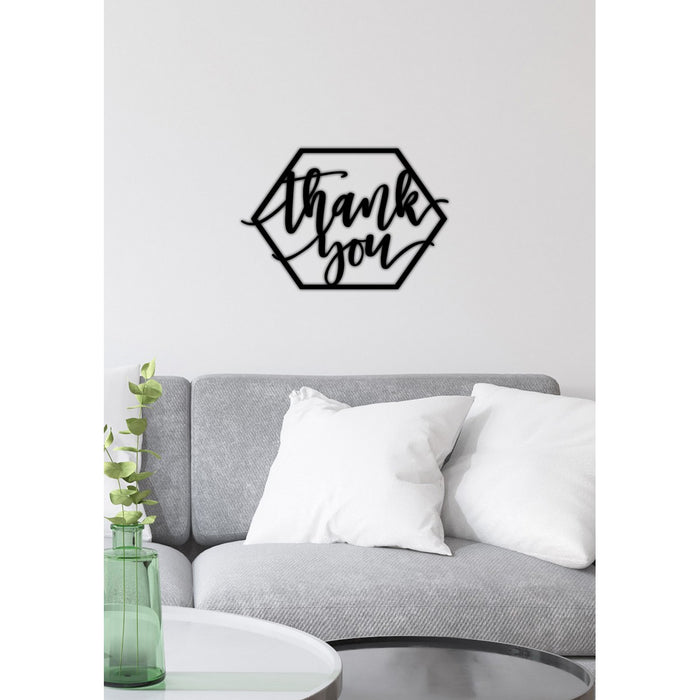 Decorazione in Metallo Thank You, Nero, Metallo, 61x0,15x50 cm cm, DESIGN MANIA