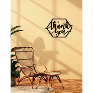 Decorazione in Metallo Thank You, Nero, Metallo, 61x0,15x50 cm cm, DESIGN MANIA