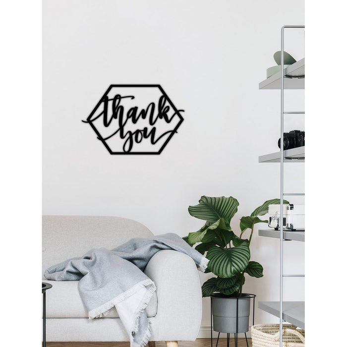 Decorazione in Metallo Thank You, Nero, Metallo, 61x0,15x50 cm cm, DESIGN MANIA