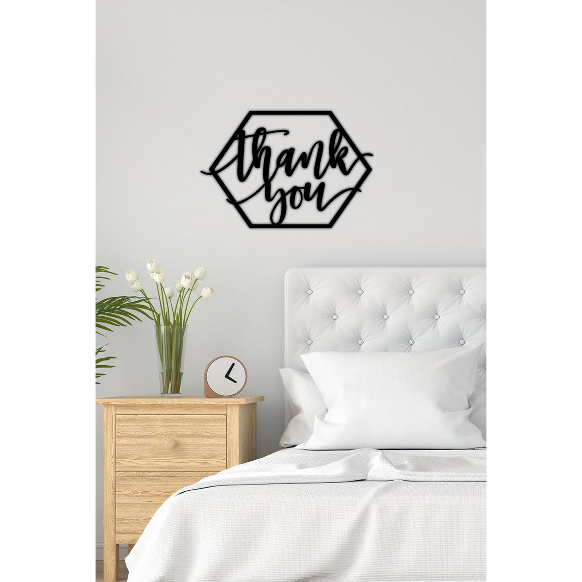 Decorazione in Metallo Thank You, Nero, Metallo, 61x0,15x50 cm cm, DESIGN MANIA