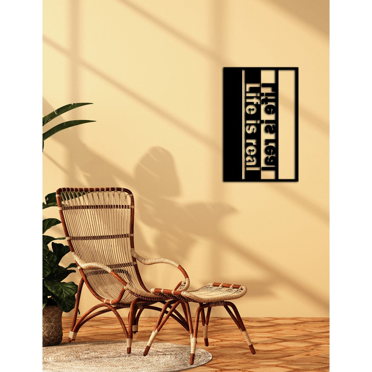 Decorazione in Metallo Life is Real, Nero, Metallo, 34x0,15x60 cm cm, DESIGN MANIA