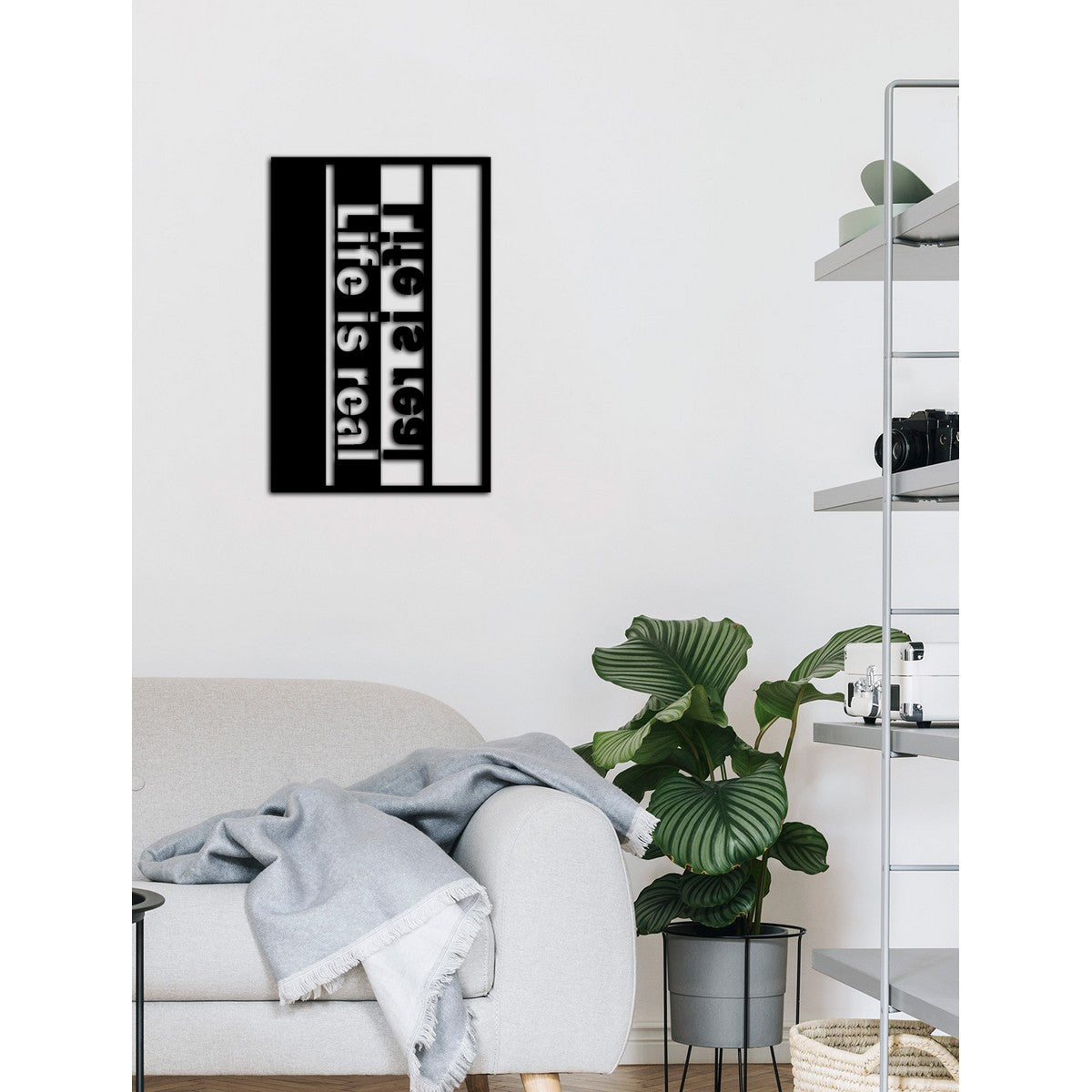 Decorazione in Metallo Life is Real, Nero, Metallo, 34x0,15x60 cm cm, DESIGN MANIA