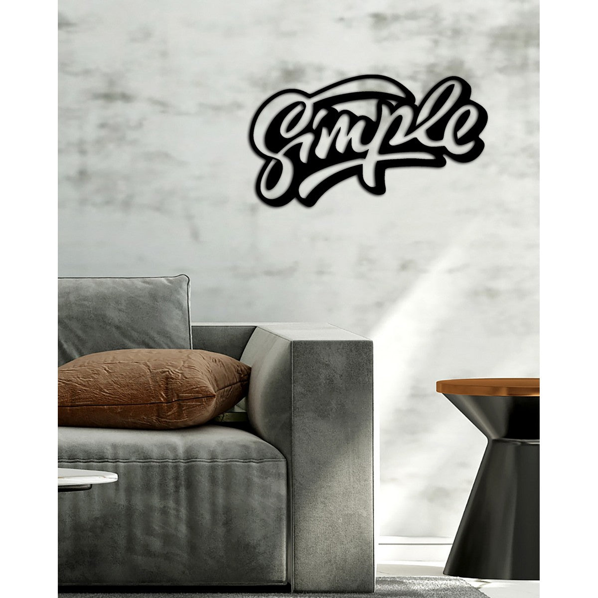 Decorazione in Metallo Simple 1, Nero, Metallo, 50x0,15x28 cm cm, DESIGN MANIA