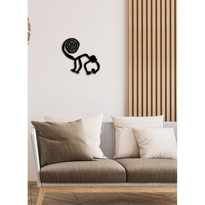 Decorazione in Metallo Scimmia 2, Nero, Metallo, 40x0,15x39 cm, DESIGN MANIA