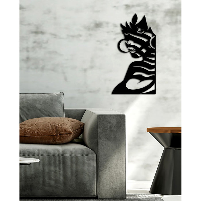 Decorazione in Metallo Donna, Nero, Metallo, 40x0,15x73 cm, DESIGN MANIA