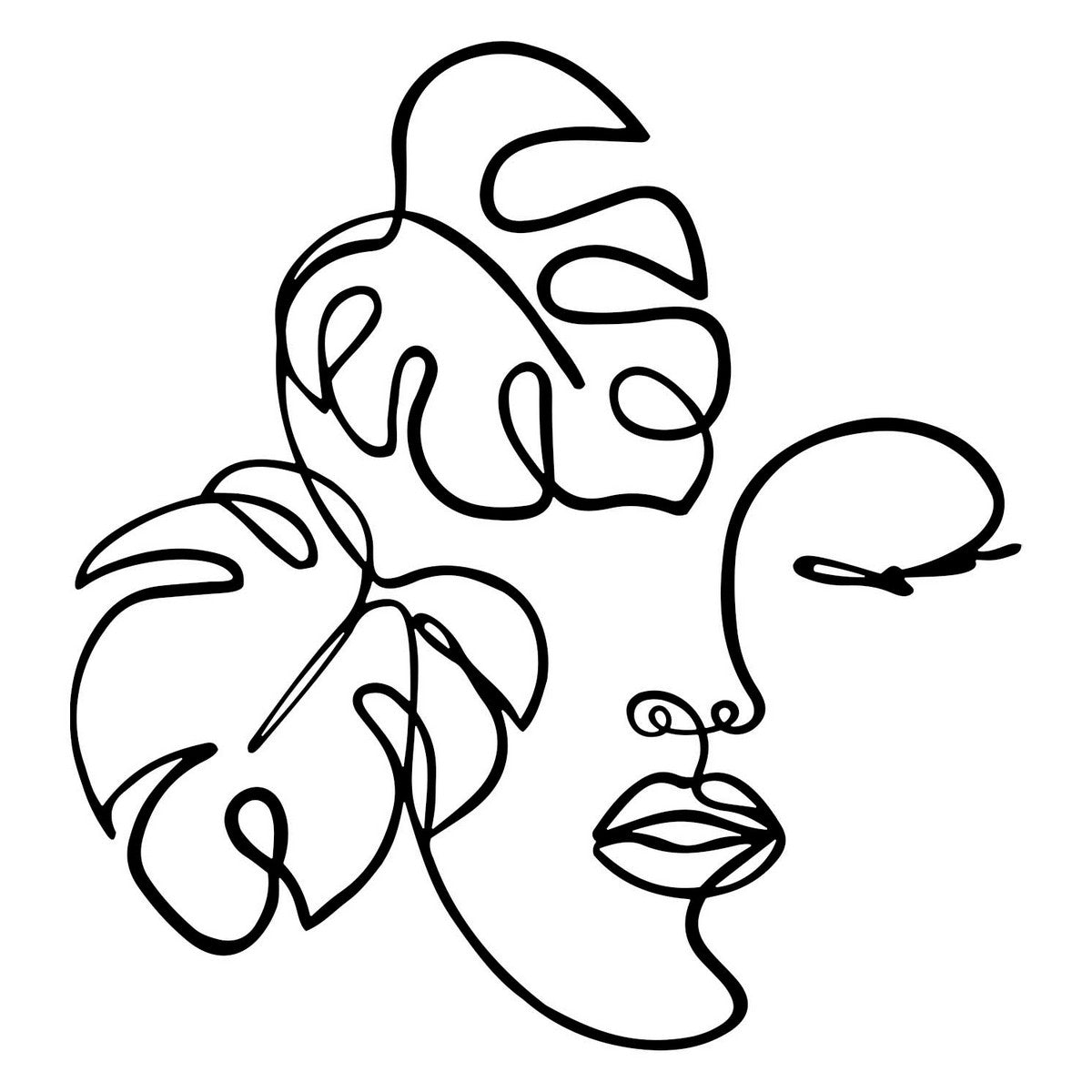 Decorazione in Metallo Viso 8, Nero, Metallo, 57x0,15x60 cm, DESIGN MANIA