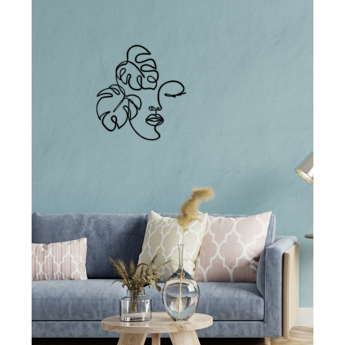 Decorazione in Metallo Viso 8, Nero, Metallo, 57x0,15x60 cm, DESIGN MANIA