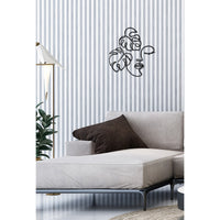 Decorazione in Metallo Viso 8, Nero, Metallo, 57x0,15x60 cm, DESIGN MANIA