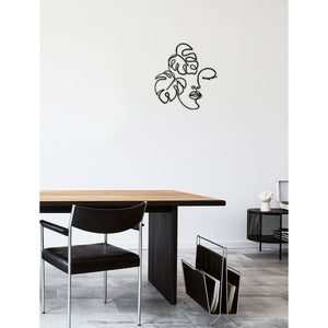 Decorazione in Metallo Viso 8, Nero, Metallo, 57x0,15x60 cm, DESIGN MANIA