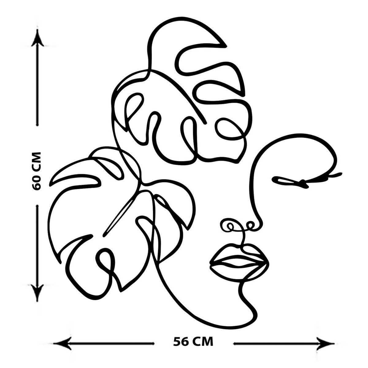 Decorazione in Metallo Viso 8, Nero, Metallo, 57x0,15x60 cm, DESIGN MANIA