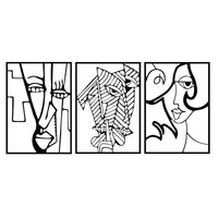 Decorazione in Metallo Volti 1, Nero, Metallo, 150x0,15x70 cm, DESIGN MANIA