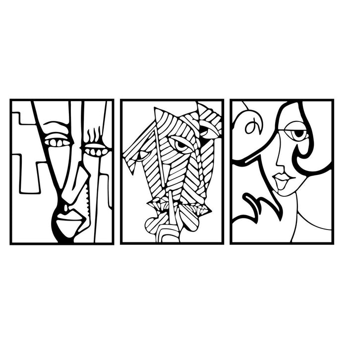 Decorazione in Metallo Volti 1, Nero, Metallo, 150x0,15x70 cm, DESIGN MANIA