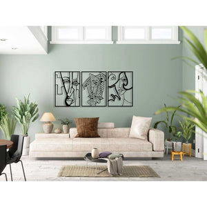 Decorazione in Metallo Volti 1, Nero, Metallo, 150x0,15x70 cm, DESIGN MANIA