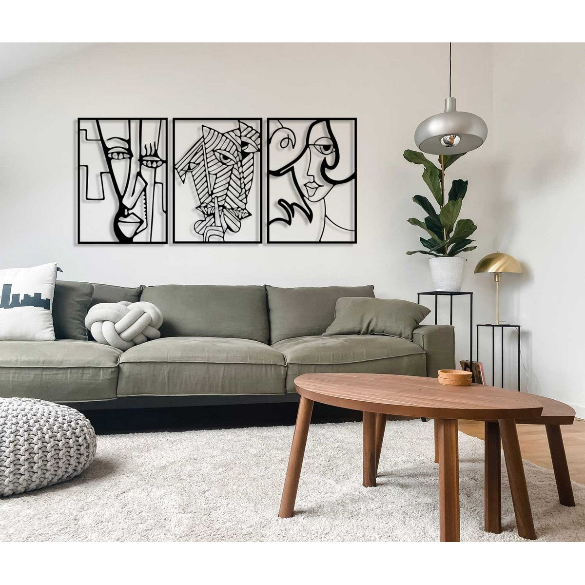 Decorazione in Metallo Volti 1, Nero, Metallo, 150x0,15x70 cm, DESIGN MANIA