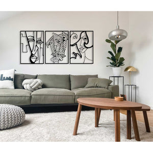 Decorazione in Metallo Volti 1, Nero, Metallo, 150x0,15x70 cm, DESIGN MANIA