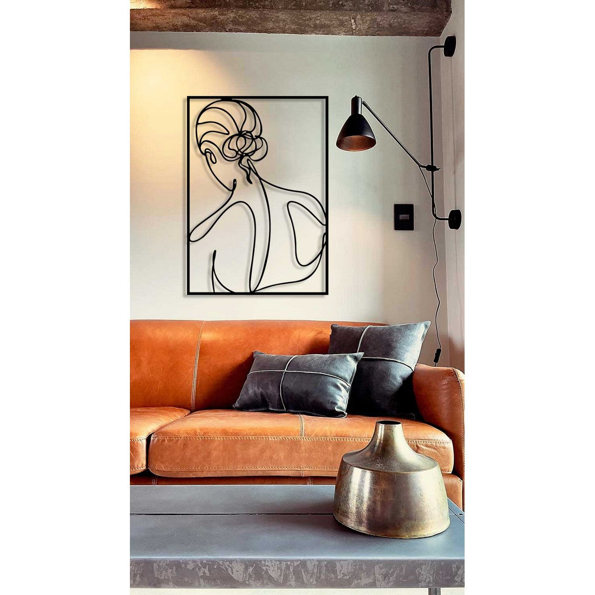 Decorazione in Metallo Donna 8, Nero, Metallo, 50x0,15x70 cm, DESIGN MANIA