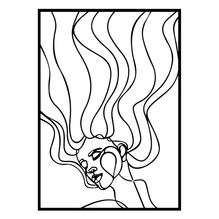 Decorazione in Metallo Viso 12, Nero, Metallo, 50x0,15x70 cm, DESIGN MANIA