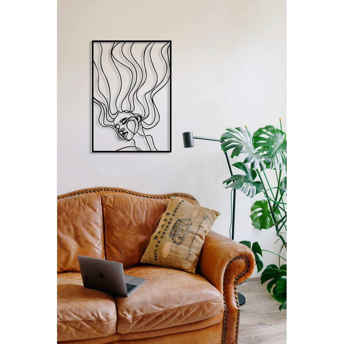 Decorazione in Metallo Viso 12, Nero, Metallo, 50x0,15x70 cm, DESIGN MANIA