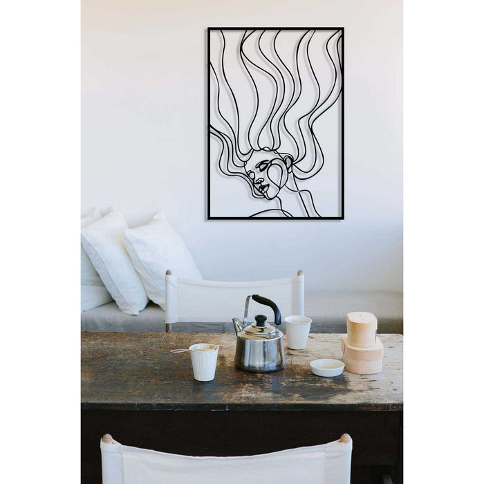 Decorazione in Metallo Viso 12, Nero, Metallo, 50x0,15x70 cm, DESIGN MANIA