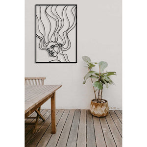 Decorazione in Metallo Viso 12, Nero, Metallo, 50x0,15x70 cm, DESIGN MANIA