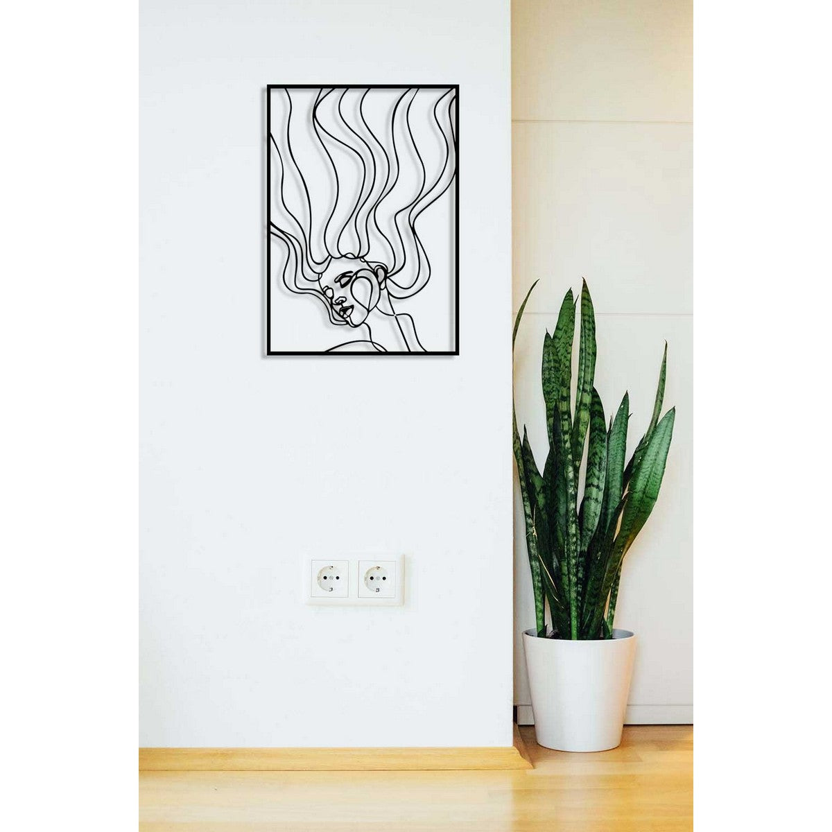 Decorazione in Metallo Viso 12, Nero, Metallo, 50x0,15x70 cm, DESIGN MANIA