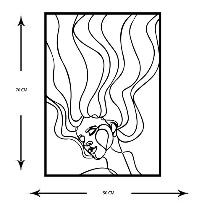 Decorazione in Metallo Viso 12, Nero, Metallo, 50x0,15x70 cm, DESIGN MANIA