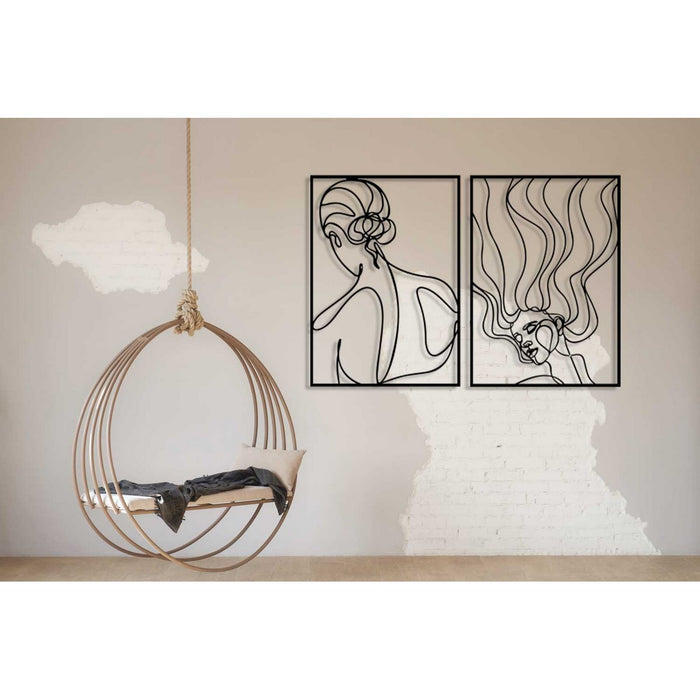 Decorazione in Metallo Donna 9, Nero, Metallo, 100x0,15x70 cm, DESIGN MANIA