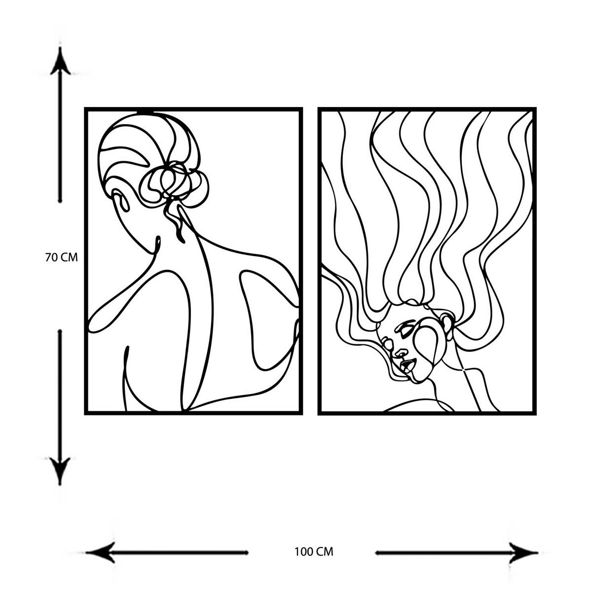 Decorazione in Metallo Donna 9, Nero, Metallo, 100x0,15x70 cm, DESIGN MANIA